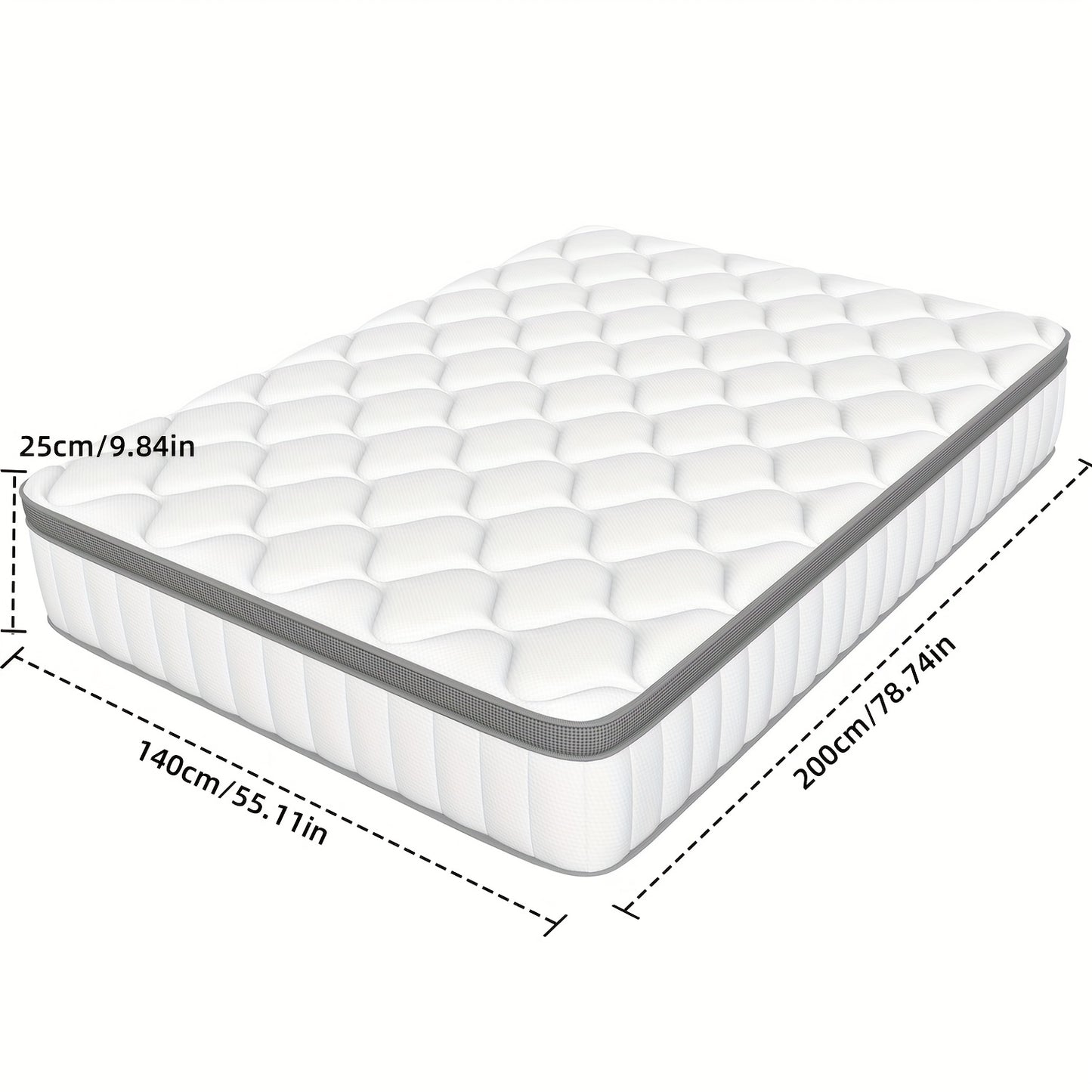 Matras – Pocketveringmatras – Spiraalmatras – Innerspring Matras – Slaapmatras – 140x200 cm – 7 Zones Pocketvering – Medium Stevig (H3)