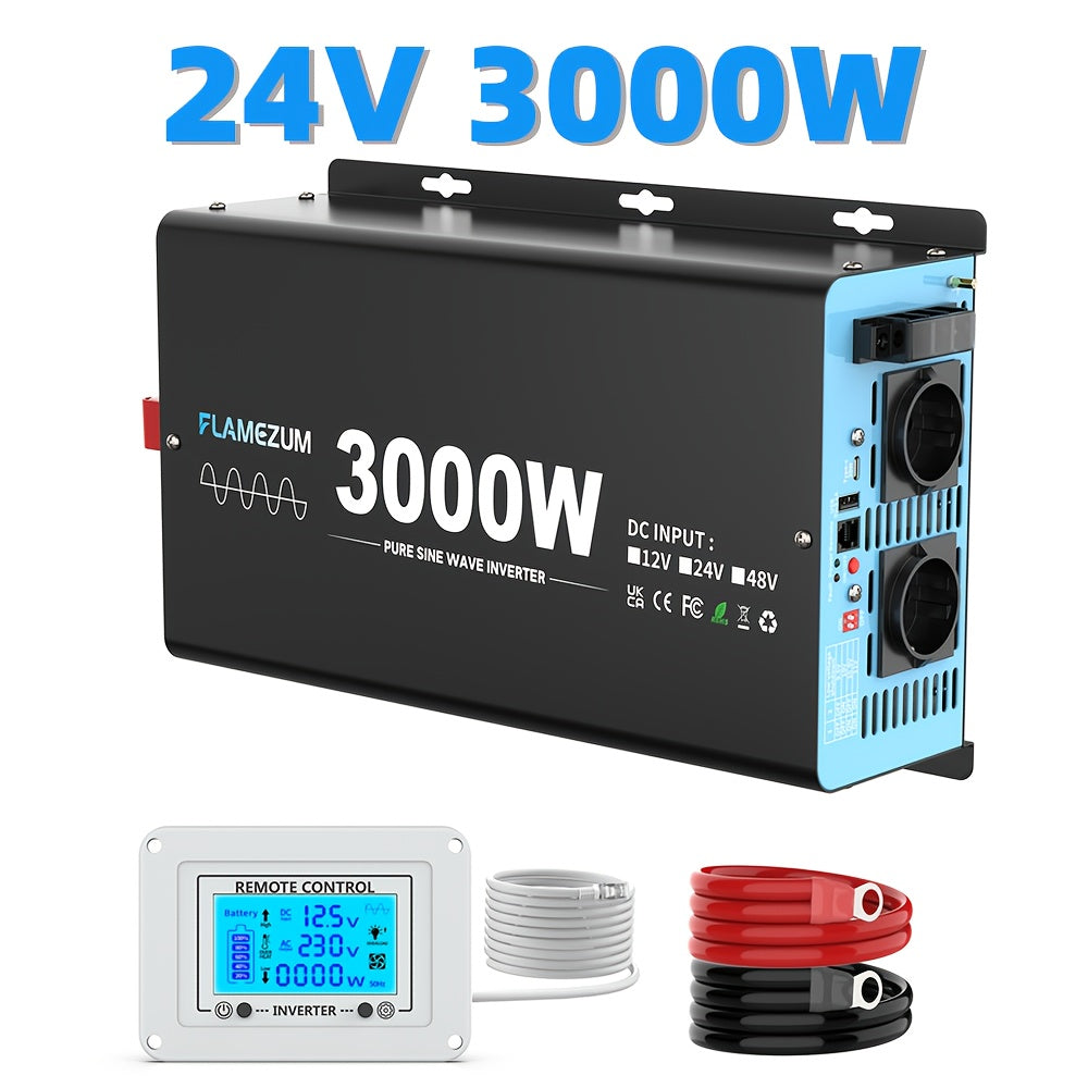 Omvormer – Spanningsomvormer – Stroomomzetter – Inverter – Converter – Pure Sinusgolf – 3000W Continu Vermogen – LCD Display & Afstandsbediening