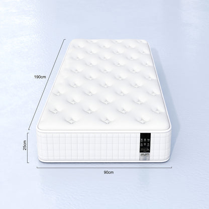 Single/Double Pocket Spring & Memory Foam Mattress with Cooling Gel - Medium Firm Bed, Motion Isolation, 7-Zone &, Individually Wrapped Springs Suitable for Back, Spinal, Sleep