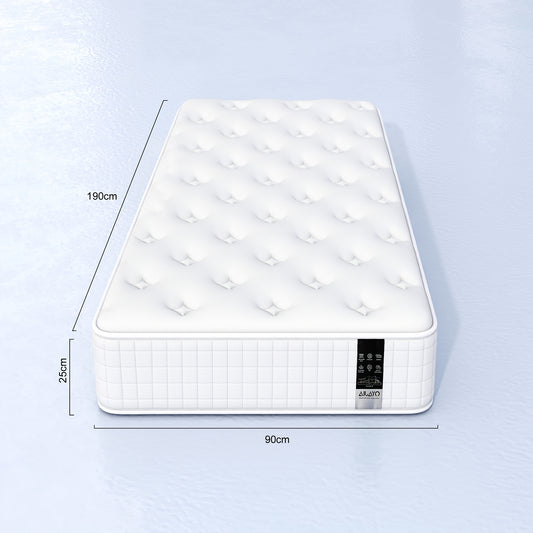 Single/Double Pocket Spring & Memory Foam Mattress with Cooling Gel - Medium Firm Bed, Motion Isolation, 7-Zone &, Individually Wrapped Springs Suitable for Back, Spinal, Sleep