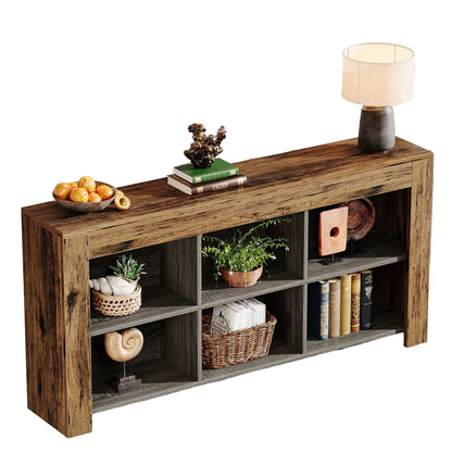 Sidetable – Consoletafel – Haltafel – Wandtafel – Bijzettafel – 160 cm Wit – 6 Open Vakken – Duurzaam Hout en MDF