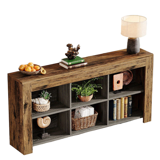 Sidetable – Consoletafel – Haltafel – Wandtafel – Bijzettafel – 160 cm Wit – 6 Open Vakken – Duurzaam Hout en MDF