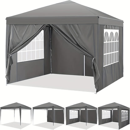 3x3m Pop-Up Canopy Tent with 4 Removable Side Walls Portable Commercial Instant Shelter Includes Carry Bag, Ropes, and Pegs Party Tent Ideal for Gardens, Festivals, Camping BBQs, Backyards, Weddings, Parties, and Outdoor Mark