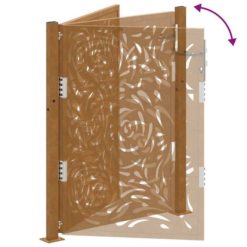 Metalen sierpoort – Tuinpoort – Sierhek – Terraspoort – Buitenpoort – Bruin – Weerbestendig staal – 105x130 cm