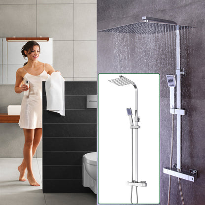 Douche Set – Douche Systeem – Thermostaatkraan – Handdouche – Regendouche – Roestvrij Staal – 30x30 cm Regendouche – Constante 38°C Temperatuur