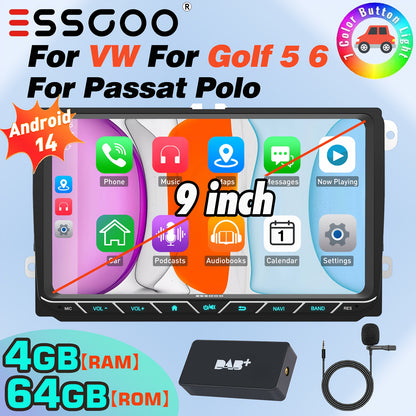 Multifunctionele 9 inch autoradio – Android car stereo – Multimedia speler – GPS navigatie – Carplay auto radio – Met DAB+ adapter en microfoon – IPS touchscreen – 4GB RAM 64GB opslag