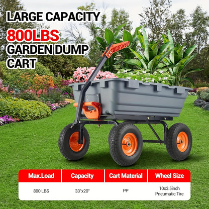 Tuinkar – Kruiwagen – Tuinwagen – Tuinkarretje – Transportkar – Zwaar Belastbaar Tot 362 kg – 180° Draaibare Handgreep & Snelkoppelingssysteem – Stevig Stalen Frame Met Polymeer Laadvlak – 10 Inch All-Terrain Banden – Zwart