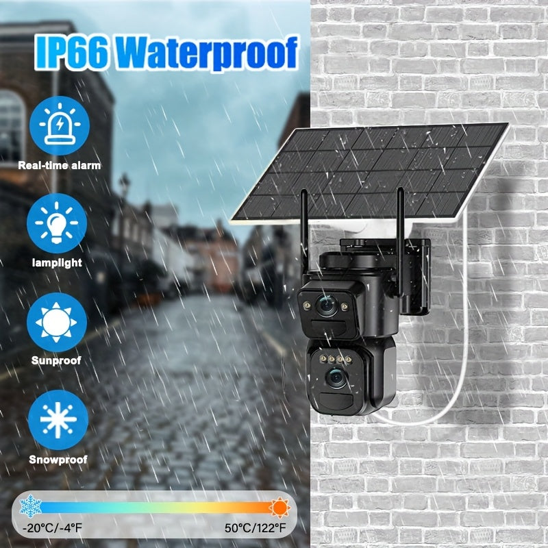 Beveiligingscamera – Camerabewaking – Buitencamera – Draadloze Camera – IP Camera – 2K Dual Lens Resolutie – Zonnepaneel Met 4G Verbinding