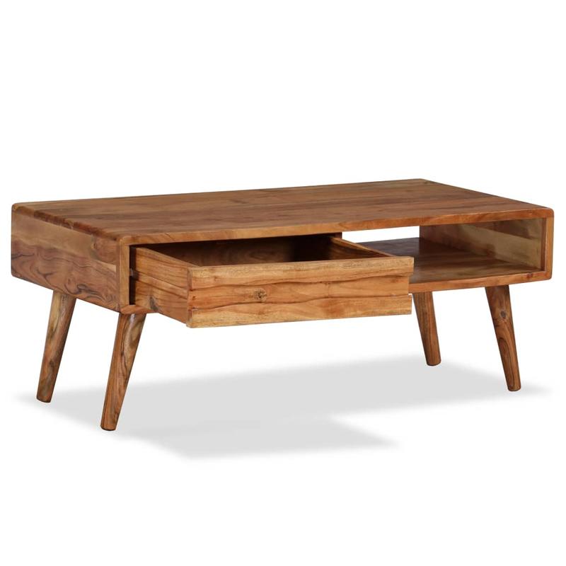 Salontafel – Koffietafel – Bijzettafel – Woonkamertafel – Lounge Tafel – Massief Hout – Met Opberglade – 100x50x40 cm – Geschikt Voor Binnengebruik – Onderhoudsvriendelijk