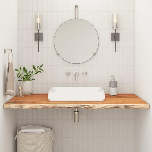 Rectangular Solid Acacia Wood Bathroom Vanity Set | 90x60x3.8 cm Washbasin Countertop, Wall-Mounted, Storage with Drawers, Modern Minimalist Design, Mixed Color