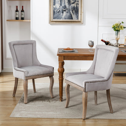 Eetkamerstoelen – Stoelen – Dining Stoelen – Velours Stoelen – Design Stoelen – Grijs – Fluwelen Bekleding – Houten Poten