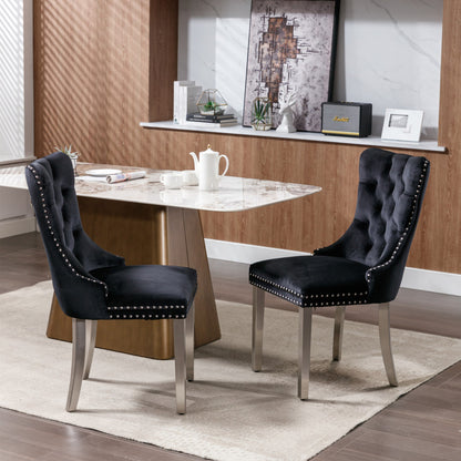 Eetkamerstoel – Stoel – Kuipstoel – Keukenstoel – Set Van 2 – Modern Design – Massief Houten Frame Met Chroom Poot – Hoog Zitcomfort Met Zwarte Stof Bekleding