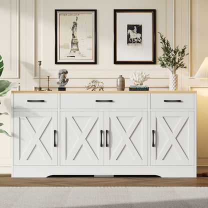 Modern White Sideboard | Multi-functional Wooden Cabinet for Living Room/Dining Room, Decorative Contemporary Style