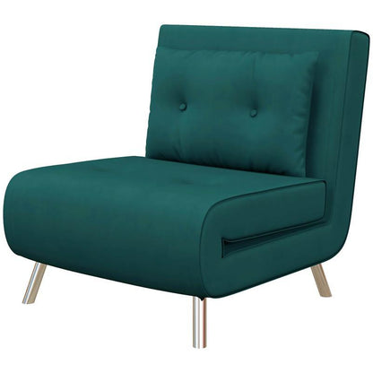 Groene Relaxfauteuil – Relaxstoel – Fauteuil – Loungestoel – Zetel – RVS frame – Compressiestang voor Rugondersteuning