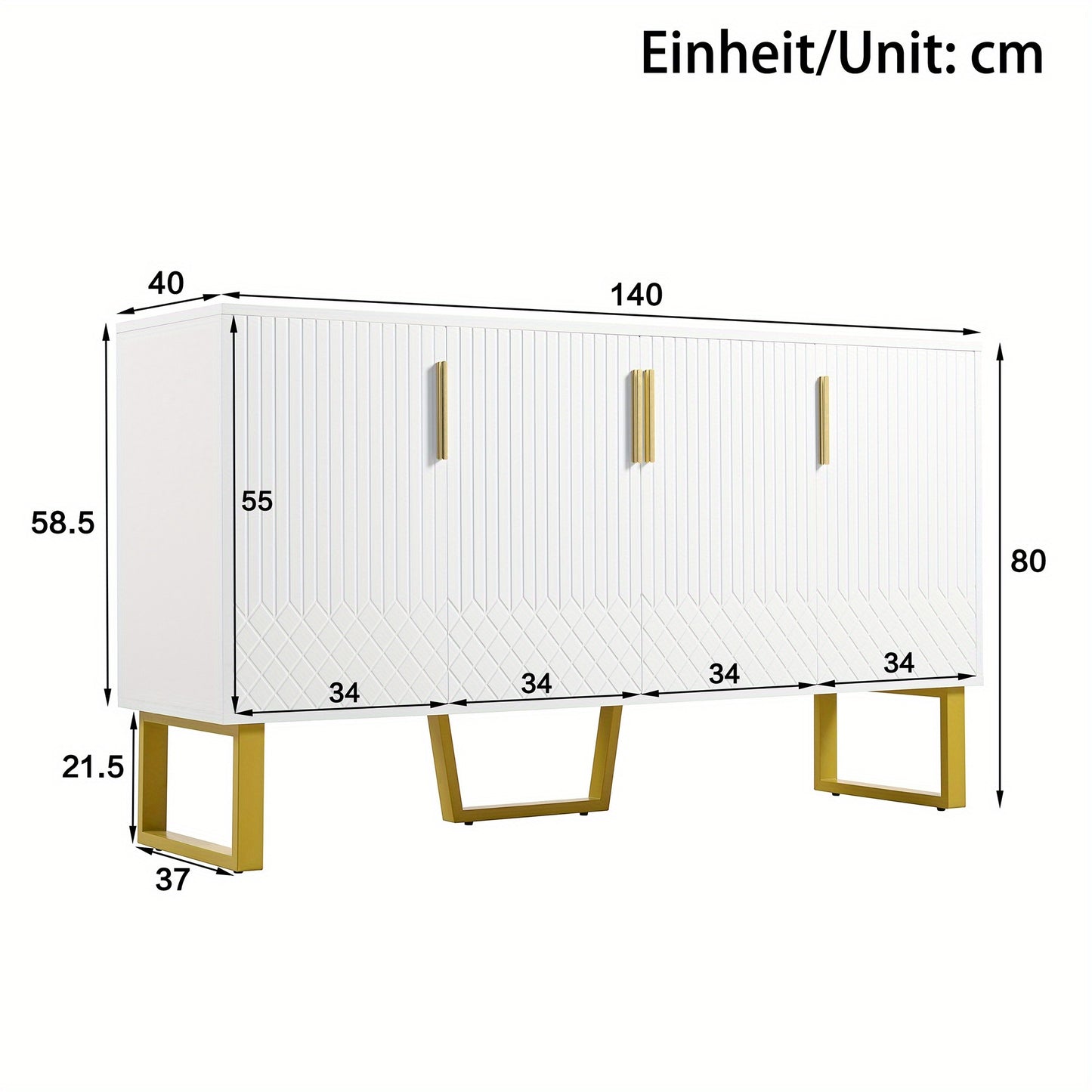 Modern Metal Sideboard Cabinet - Beige/White Storage Organizer with 3 Drawers, Minimalist Living Room & Bedroom Furniture, No Assembly Required, Easy-Clean Surface - Model L117.5cm, Slim Storage Cabinet, Spacesaving Furniture