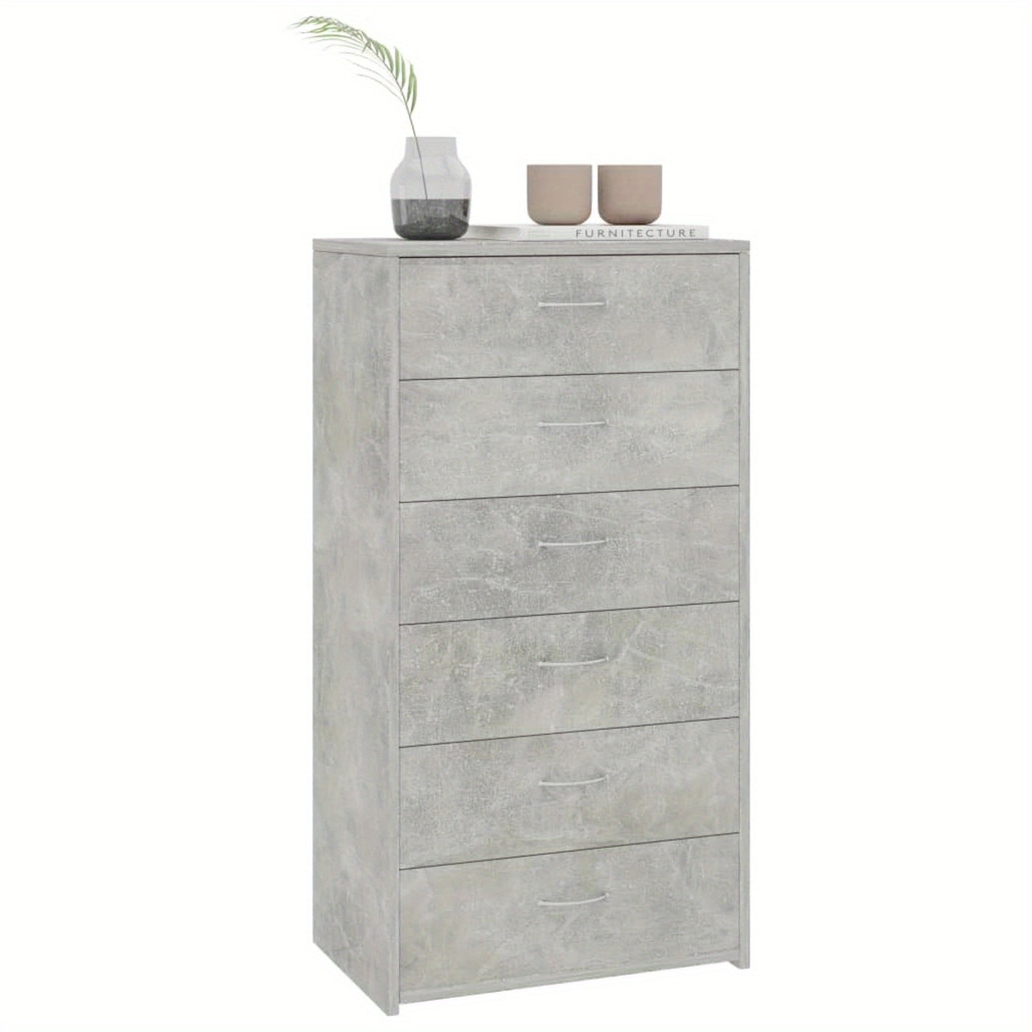 Sideboard – Dressoir – Opbergkast – Kast – Ladenkast – Betonlook – 6 Lades – Compact 50x34x96 cm – Duurzaam Engineered Wood