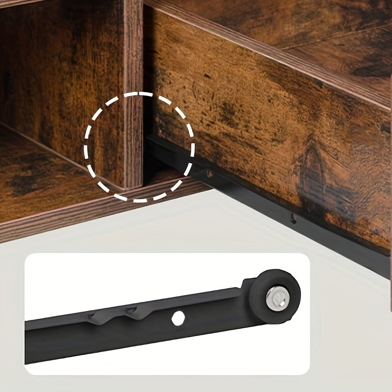 Salontafel – Koffietafel – Verstelbare Tafel – Sofa Tafel – Woonkamertafel – Hoogte Verstelbaar – Met 2 Lades En Verborgen Opbergruimte – 50x100x47,3-61,3 cm – Modern Design – Duurzaam Hout En Metaal