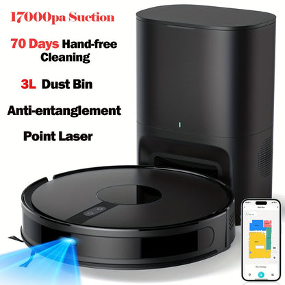 Robotstofzuiger – Robotstofzuiger met Dweilfunctie – Dweilrobot – Stofzuigrobot – Automatische Leegfunctie – 6500Pa Zuigkracht – 180 Min Batterijduur