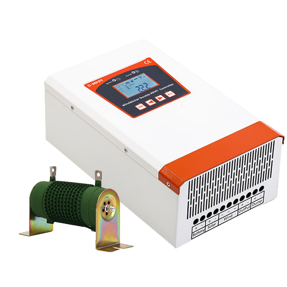 Dubbele MPPT Wind-Zonne-Energie Regelaar – Hybride Laadregelaar – Zonnelader – Windlader – Automatische Spanningregulator – 3000W 24V/48V – LCD Display – Hoog Rendement & Bescherming Tegen Overbelasting