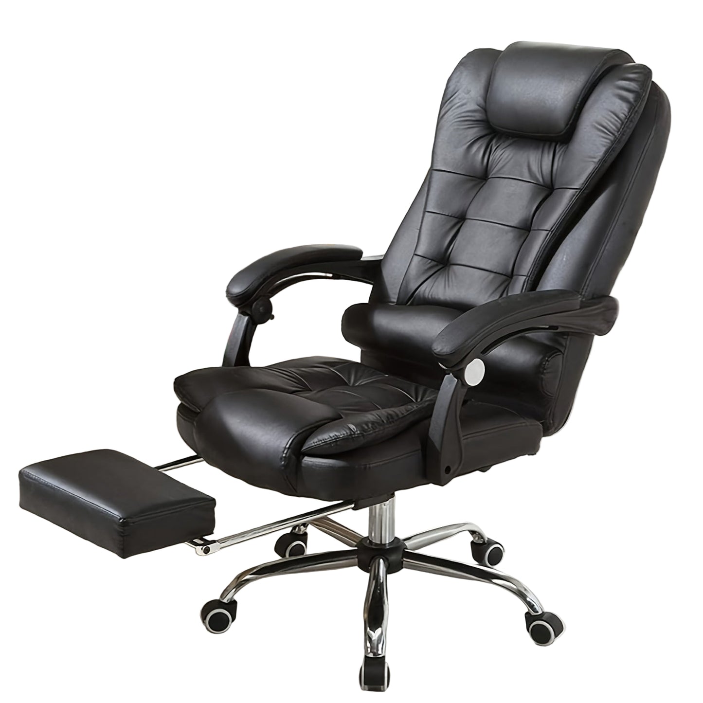 Bureaustoel – Kantoorstoel – Office Chair – Gamestoel – Draaistoel – Verstelbare Rugleuning – Ingebouwde Voetensteun – Ergonomische Rugondersteuning – 360° Draaibaar – Zwart