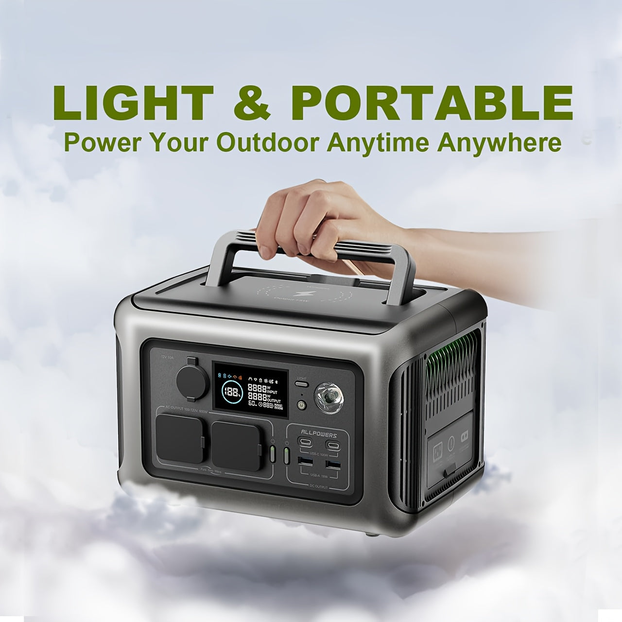 Draagbare Powerstation – Mobiele Accu – Outdoor Generator – Noodstroomvoorziening – Camping Accu – 299Wh LiFePO4 Batterij – 600W Vermogen met UPS Functie