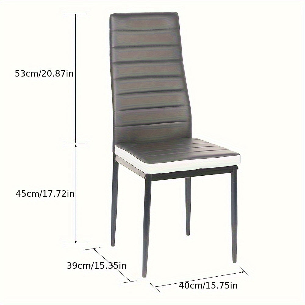Eetkamerstoel – Stoel – Kuipstoel – Set Van 2 – Zwarte Metalen Poten – PU-Leer Bekleding – Hoge Rugleuning – Comfortabele Gevoerde Zitting