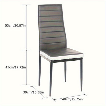 Eetkamerstoel – Stoel – Kuipstoel – Set Van 2 – Zwarte Metalen Poten – PU-Leer Bekleding – Hoge Rugleuning – Comfortabele Gevoerde Zitting