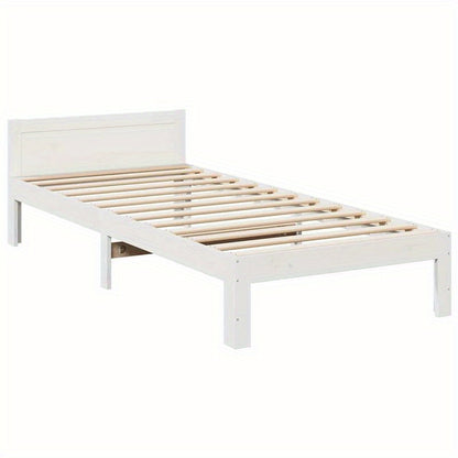 Bedframe – Bedbodem – Bedonderstel – Onderstel – Ledikant – Wit – 90x200 cm – Hardhouten Stevig Design – Vooraf Gemonteerd