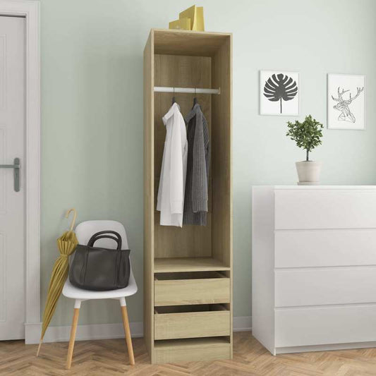 Wardrobe with Drawers 50X50X200 Cm Made of Treated Sonoma Oak Wood.
