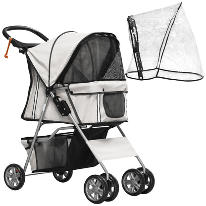 Hondenbuggy – Hondenwagen – Wandelwagen – Dierenwagen – Buggy voor Kleine Honden – Grijs – Inklapbaar Frame – Waterafstotende Hoes – 75x45x97 cm – Twee Bekerhouders