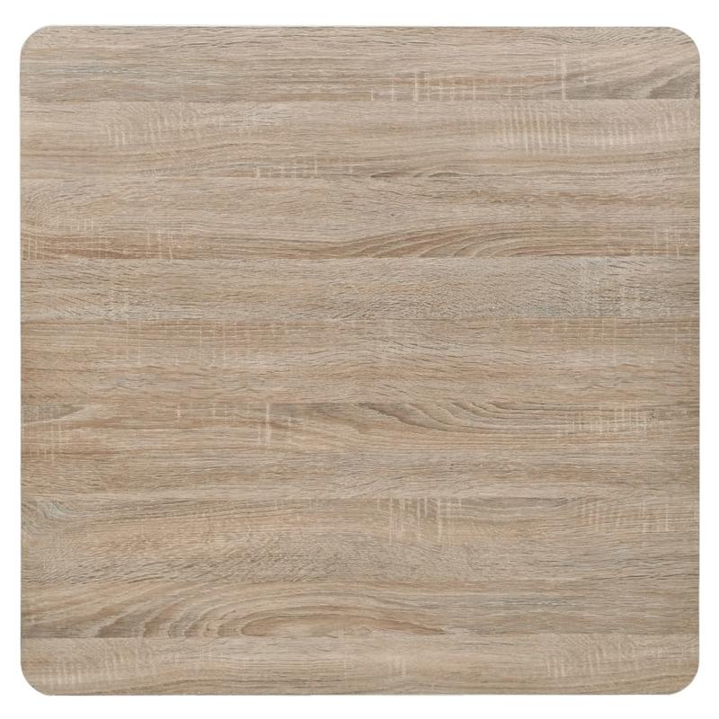 Bistrotic MDF and steel square 80x80x75cm oak look This bistro-style table is stylish and will be the focal point of your decor. It can also be used as a dining table. Practical and durable, it cleans easily with a damp cloth