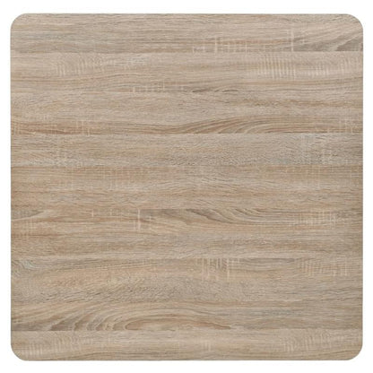 Bistrotic MDF and steel square 80x80x75cm oak look This bistro-style table is stylish and will be the focal point of your decor. It can also be used as a dining table. Practical and durable, it cleans easily with a damp cloth