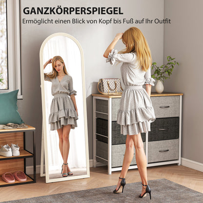 Staande Spiegel – Passpiegel – Vloerspiegel – Wandspiegel – Boogspiegel – Wit Frame – 50x160 cm – Vrijstaande & Ophangbare Full-Length Spiegel