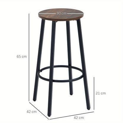 Barkrukken – Barstoelen – Keukenstoelen – Krukken – Barkruk Set Van 2 – Industrieel Design – Stevig Metaal Frame – 120 kg Draagvermogen – 42x42x65 cm – Met Voetensteun – Gemakkelijk Te Monteren