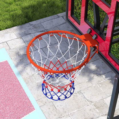 Basketbalring – Basketbalbord – Basketbalnet – Basketbalsysteem – Basketbaldoel – Verstelbaar 200-260 cm – Met Wieltjes – Rood – Voor Buitengebruik