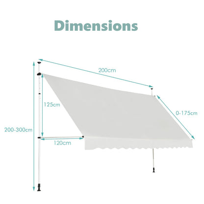 Klemzonwering – Klemmarkies – Zonnescherm – Zonwering Balkon – Buitenzonwering Beige – Verstelbare Hoogte 190-300 cm – Aluminium Frame Duurzaam