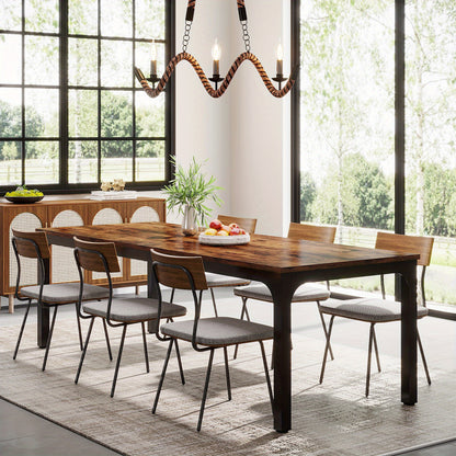 Tafel – Eettafel – Bureau – Werkplek – Eettafel Voor Twee – Extra Lang 200 cm – Robuust Zwart Metaal Met Bruin Houtnerf – Ruimtebesparend Ontwerp