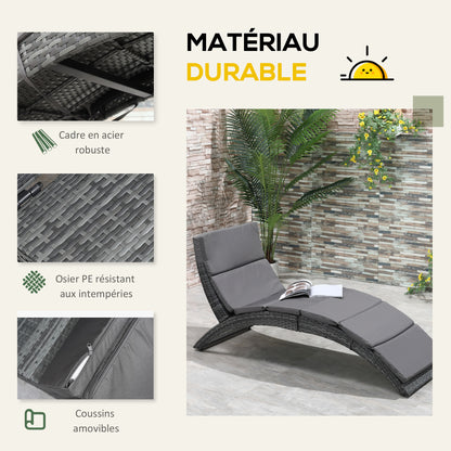 Ligstoel – Tuinstoel – Ligbed – Relaxstoel – Zonnebed – Opvouwbaar – Resin Rotan – Verstelbaar – Met Dikker Kussen – Weerbestendig Metaal
