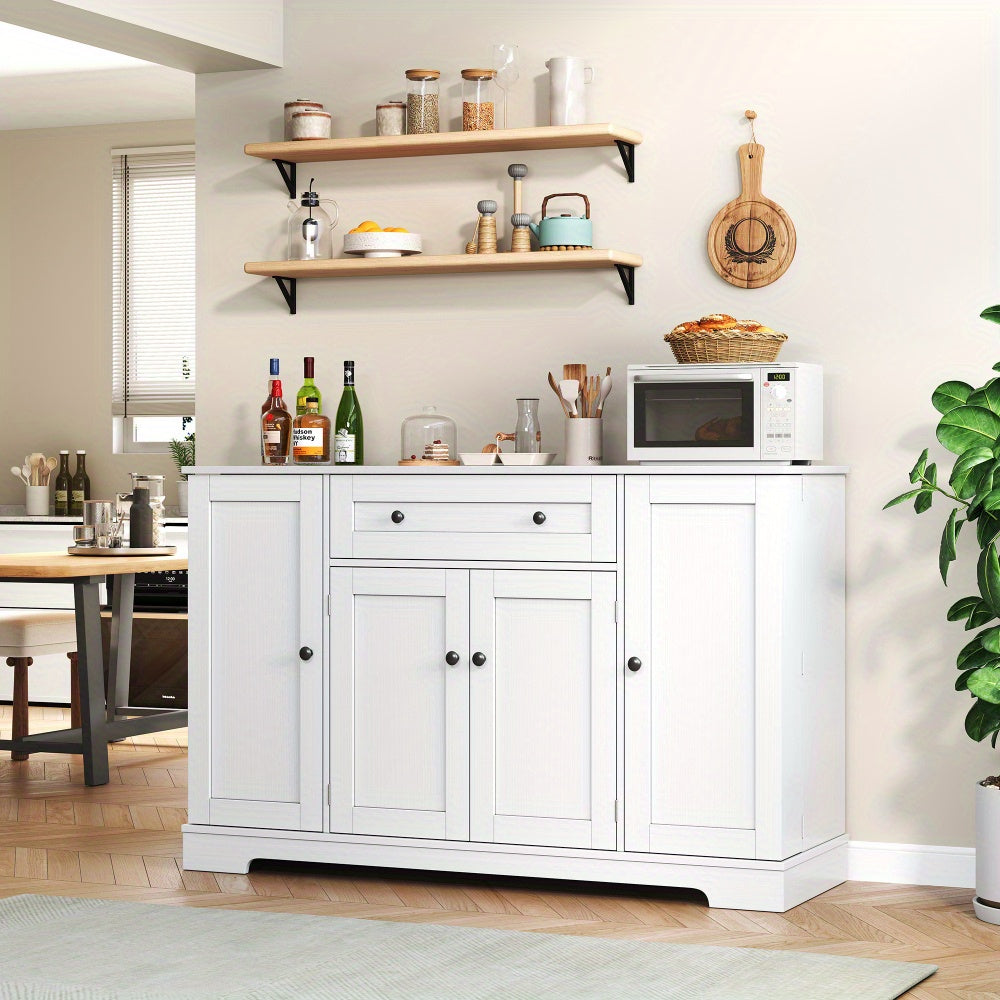 Sideboards, sideboards, multifunctional kitchen buffets - 138cm sideboard with drawers, shelf doors and adjustable shelves - Contemporary design with anti-tilt protection, ideal for kitchen, living room and bedroom