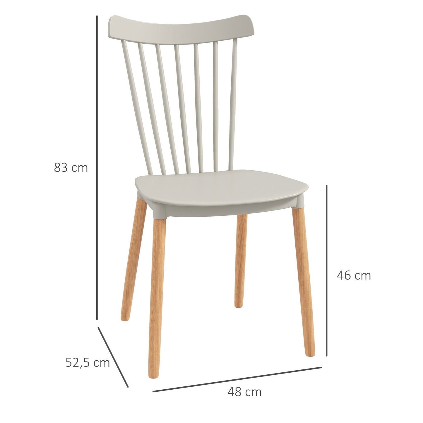 Eetkamerstoel – Stoel – Keukenstoel – Bureaustoel – Designstoel – Grijs – Scandinavisch Design – Beukenhouten Poten