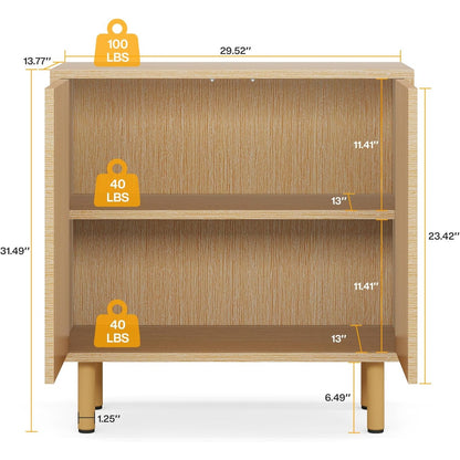 Opbergkast – Vloerkast – Dressoir – Buffetkast – Kast Met Deuren – Natuurlijk Houtlook – Stevige Metalen Poten – Anti-Kantelbeveiliging