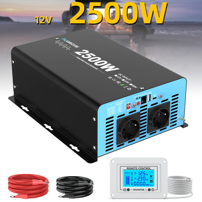 2500W Power Inverter – Spanningsomzetter – Omvormer – Stroomomzetter – 12V Naar 230V Converter – Pure Sinusgolf – Dubbele Europese Stopcontacten – Overbelasting en Kortsluitbeveiliging – Aluminium Behuizing en Hoge Efficiëntie