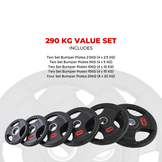 Weight Plate Value Set – Tri-Grip Rubber-Coated Cast Iron – 37.5KG, 107.5KG, 147.5KG, 290KG – 50mm Hole for Strength Training, Powerlifting, CrossFit & Home Gym