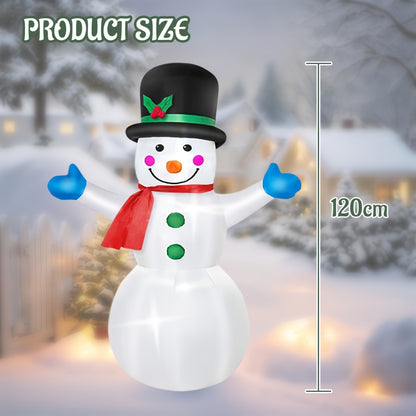 Opblaasbare sneeuwpop – Opblaasbare sneeuwman – Kerstversiering – Kerstdecoratie – Tuindecoratie – 120 cm hoog – Zelfstaand zonder elektriciteit – Stevig polyester – Inclusief pomp
