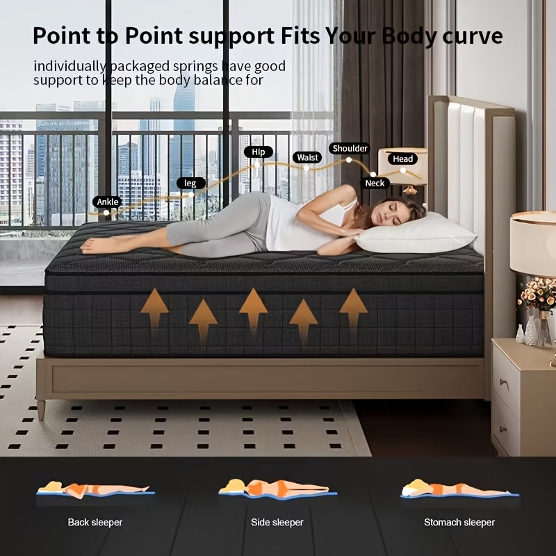 Queen Size Independent Pocket Spring Mattress | Memory Foam, Ergonomic Design, Medium Firmness, Luxurious Soft Comfort, Gray Wedding Mattress