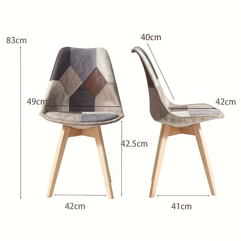 Scandinavische Stoelen – Eetkamer Stoelen – Bureaustoelen – Patchwork Stoelen – Set Van 4 – Ergonomisch Zitcomfort – Beukenhouten Frame Bruin