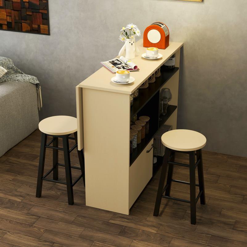 Bartafelset – Bartafel – Statafel – Barset – Barkrukken – Opvouwbaar Tafelblad – Driepoot Stabiliteit – Zwart