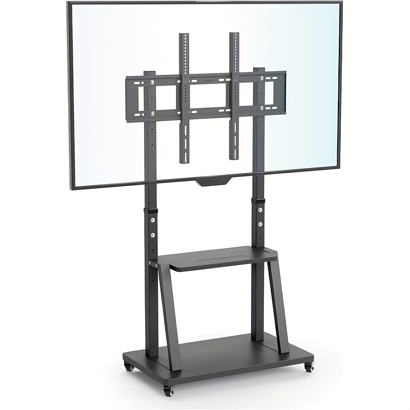 TV Meubel Mobiel – Mobiele TV Standaard – TV Trolley – Verrijdbare TV-Standaard – Verrijdbaar TV-Meubel – voor 32-100 inch Schermen – Verstelbare Hoogte – Stevig Metaal – max. 80 kg Draagkracht – 2 Opberglepels – VESA tot 800x600 mm