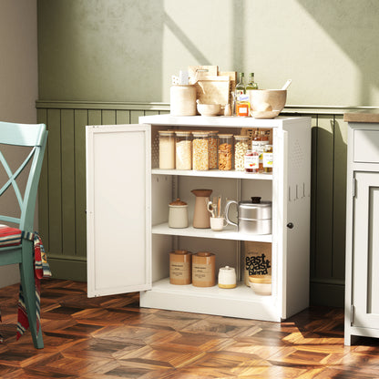 Modern White Metal Kitchen with Adjustable Shelves - Heavy-Duty Freestanding Shelving Unit, Space-Saving Vertical Design, Easy Assembly (Some Parts >5 Components), Non-Wood for Small Kitchens & Apartments)