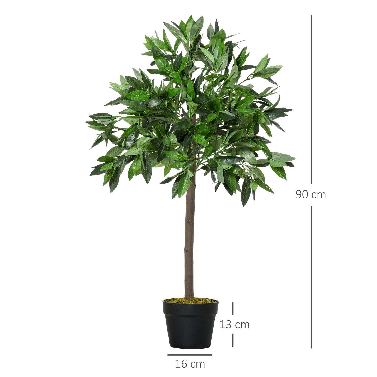 Kunstboom – Kunstlaurier – Kunstplant – Kunstplanten – Kunstbomen – Set Van 2 – 90 cm Hoog – Cement Pot – Voor Binnen En Buiten – Onderhoudsvrij – Groen